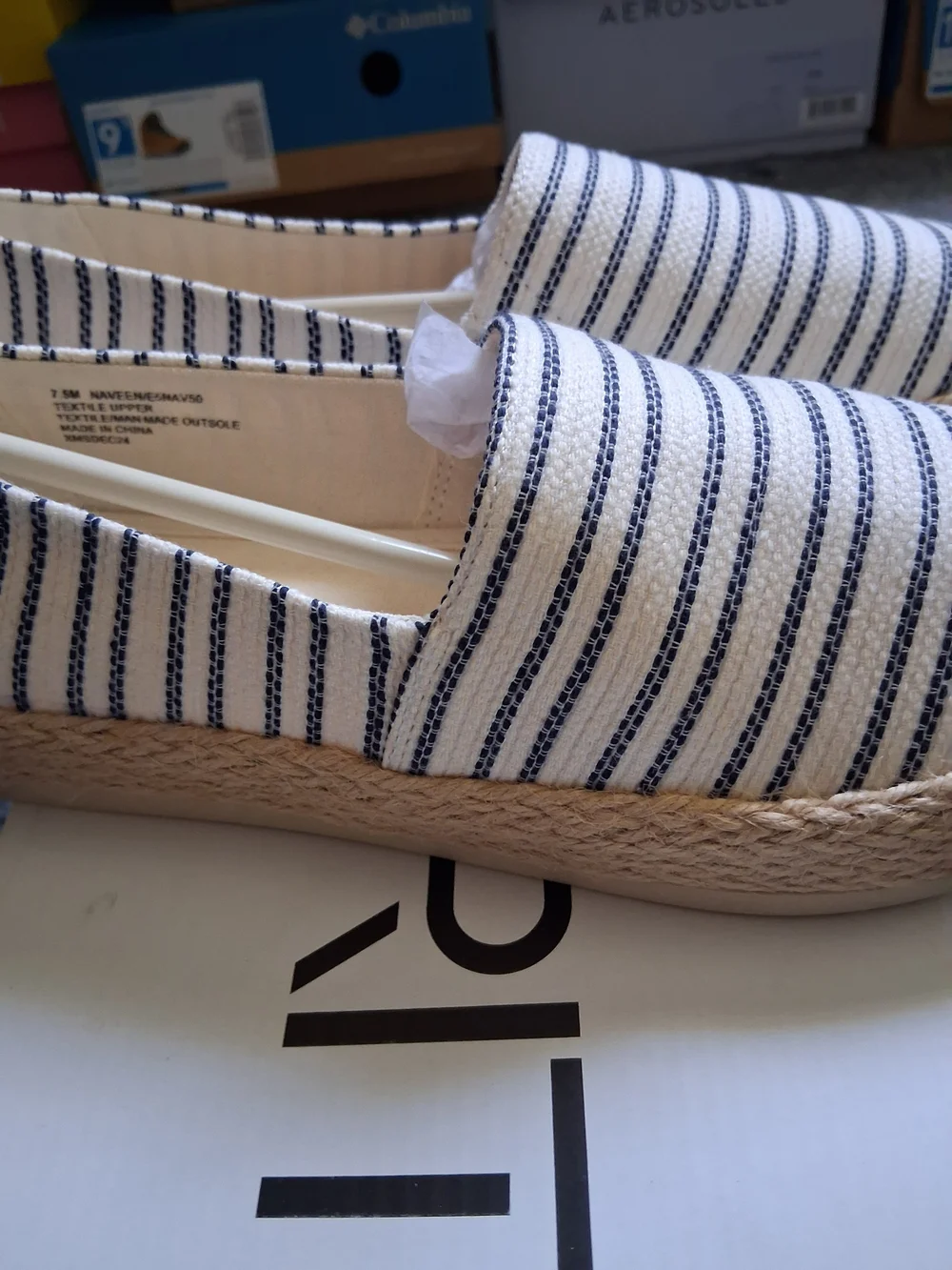 Esprit Striped Canvas Espadrilles - Navy & Cream